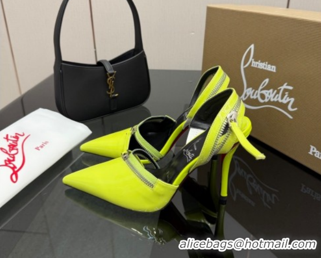 Classic Hot Christian Louboutin Zip Heel Sandals 10.5cm in Patent Leather Neon Green CL120901 2026