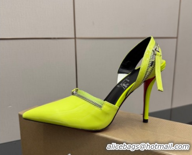 Classic Hot Christian Louboutin Zip Heel Sandals 10.5cm in Patent Leather Neon Green CL120901 2026