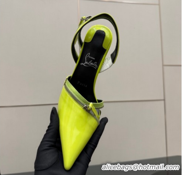 Classic Hot Christian Louboutin Zip Heel Sandals 10.5cm in Patent Leather Neon Green CL120901 2026