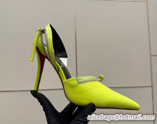 Classic Hot Christian Louboutin Zip Heel Sandals 10.5cm in Patent Leather Neon Green CL120901 2026