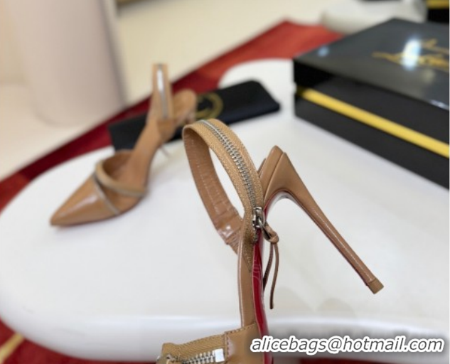 Lower Price Christian Louboutin Zip Heel Sandals 10.5cm in Patent Leather CL120901 Beige 2026