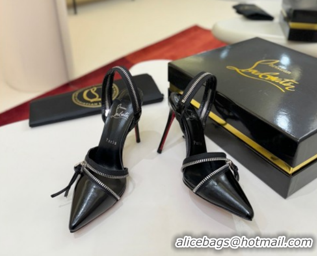 Hot Style Christian Louboutin Zip Heel Sandals 10.5cm in Patent Leather CL120901 Black 2026