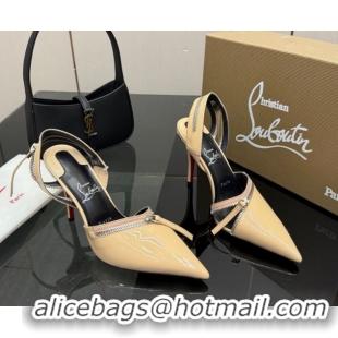 Stylish Christian Louboutin Zip Heel Sandals 10.5cm in Patent Leather CL120901 Nude 2026