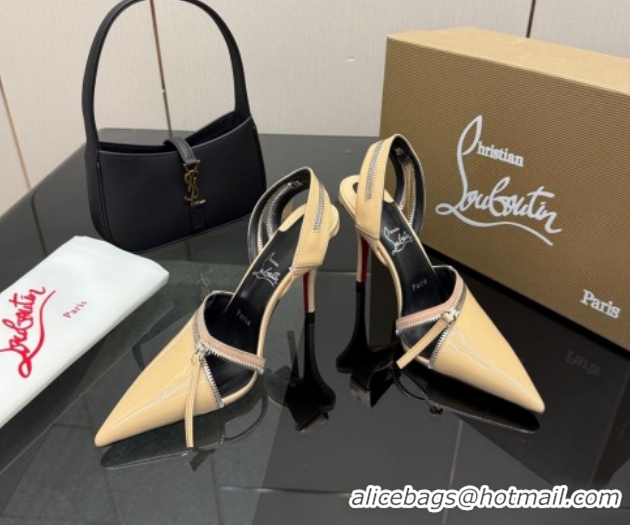 Stylish Christian Louboutin Zip Heel Sandals 10.5cm in Patent Leather CL120901 Nude 2026