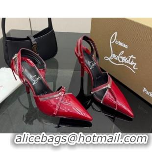 Big Discount Christian Louboutin Zip Heel Sandals 10.5cm in Patent Leather CL120901 Red 2026