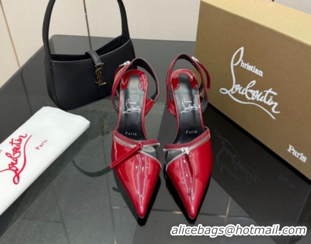 Big Discount Christian Louboutin Zip Heel Sandals 10.5cm in Patent Leather CL120901 Red 2026