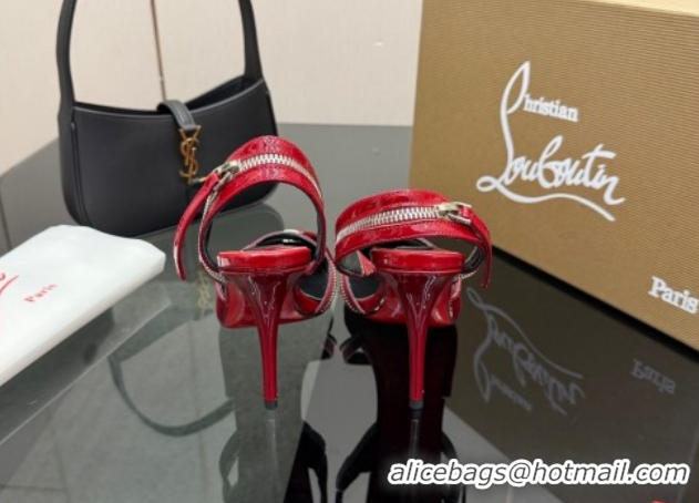 Big Discount Christian Louboutin Zip Heel Sandals 10.5cm in Patent Leather CL120901 Red 2026
