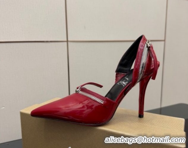 Big Discount Christian Louboutin Zip Heel Sandals 10.5cm in Patent Leather CL120901 Red 2026