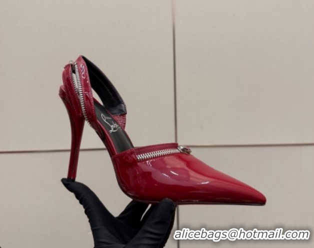 Big Discount Christian Louboutin Zip Heel Sandals 10.5cm in Patent Leather CL120901 Red 2026