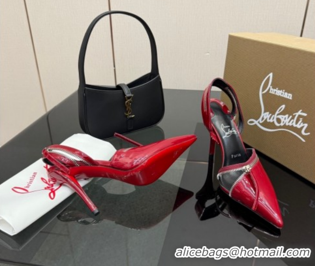 Big Discount Christian Louboutin Zip Heel Sandals 10.5cm in Patent Leather CL120901 Red 2026