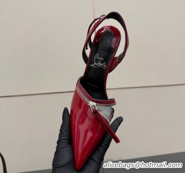 Big Discount Christian Louboutin Zip Heel Sandals 10.5cm in Patent Leather CL120901 Red 2026