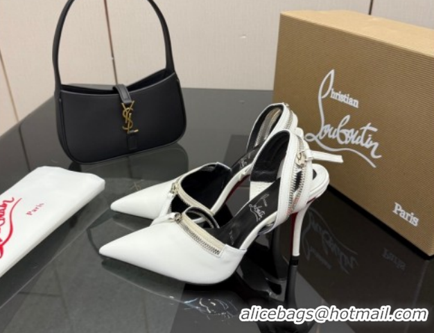 Sumptuous Christian Louboutin Zip Heel Sandals 10.5cm in Patent Leather CL120901 White 2026