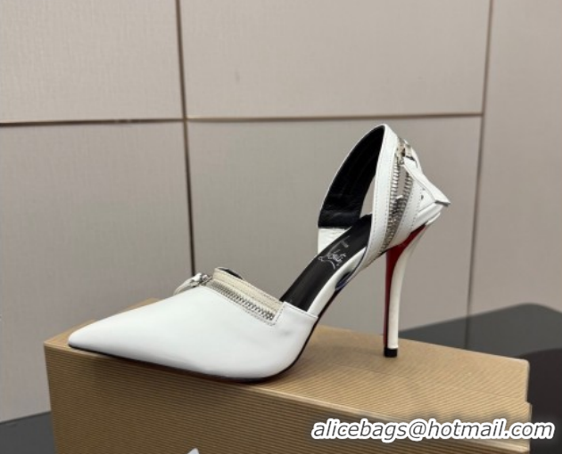 Sumptuous Christian Louboutin Zip Heel Sandals 10.5cm in Patent Leather CL120901 White 2026