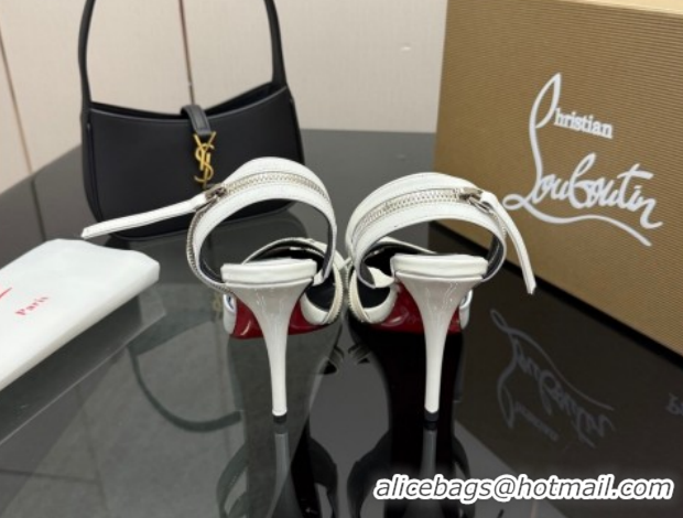 Sumptuous Christian Louboutin Zip Heel Sandals 10.5cm in Patent Leather CL120901 White 2026
