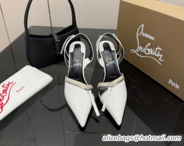 Sumptuous Christian Louboutin Zip Heel Sandals 10.5cm in Patent Leather CL120901 White 2026