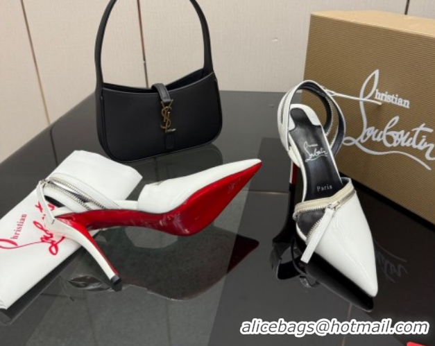 Sumptuous Christian Louboutin Zip Heel Sandals 10.5cm in Patent Leather CL120901 White 2026