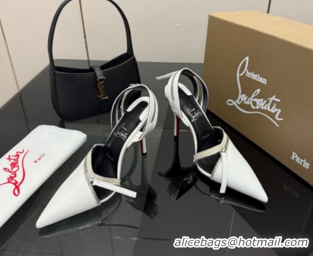 Sumptuous Christian Louboutin Zip Heel Sandals 10.5cm in Patent Leather CL120901 White 2026