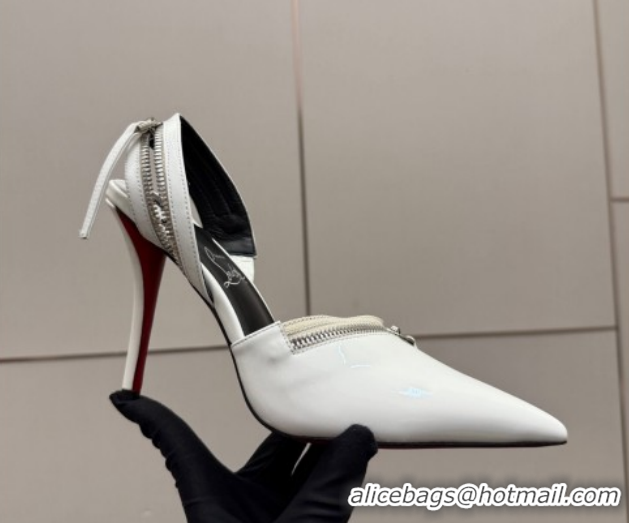 Sumptuous Christian Louboutin Zip Heel Sandals 10.5cm in Patent Leather CL120901 White 2026