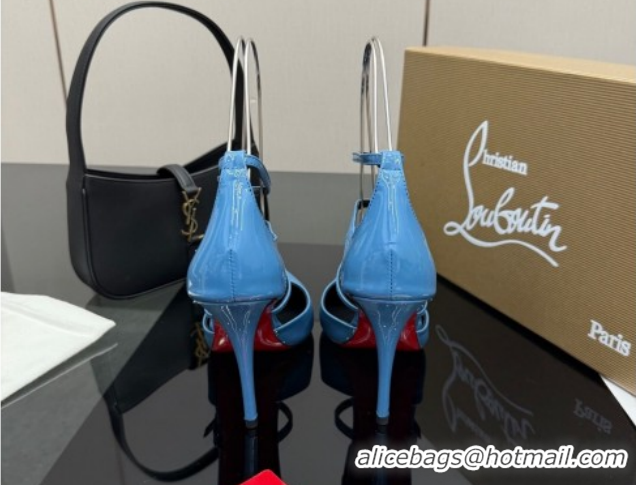 Stylish Christian Louboutin Patent Leather Pumps with Trible Straps CL120902 Blue 2026