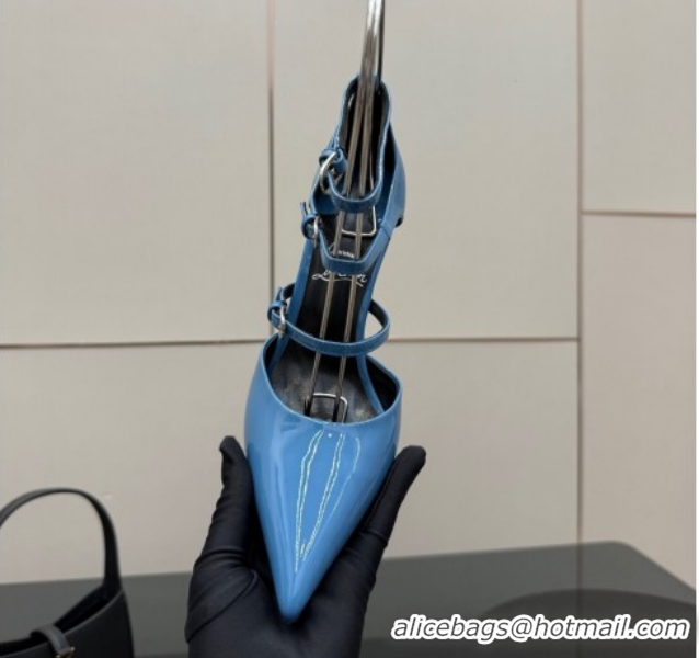 Stylish Christian Louboutin Patent Leather Pumps with Trible Straps CL120902 Blue 2026