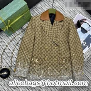 Top Grade Gucci GG Strass Jacket GG011301 Beige 2026