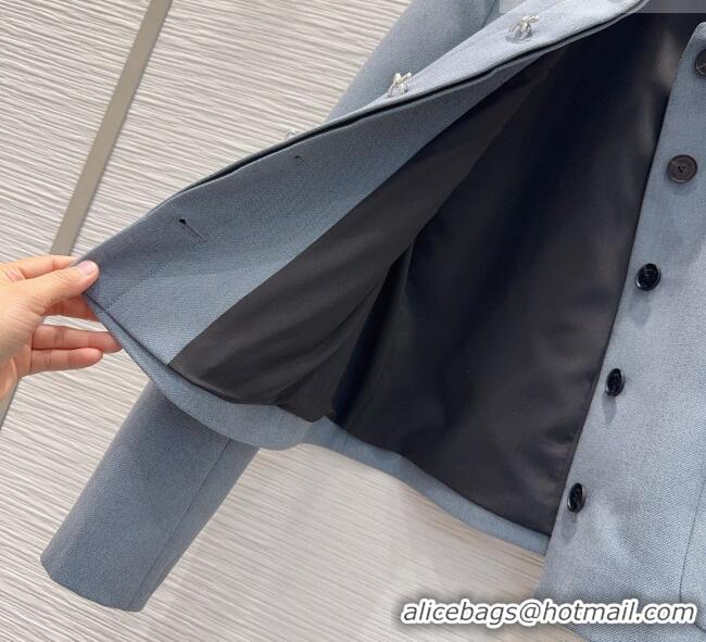 Famous Brand Dior Jacket and Skirt Set with Bow and Chain DR011302 Grey 2026