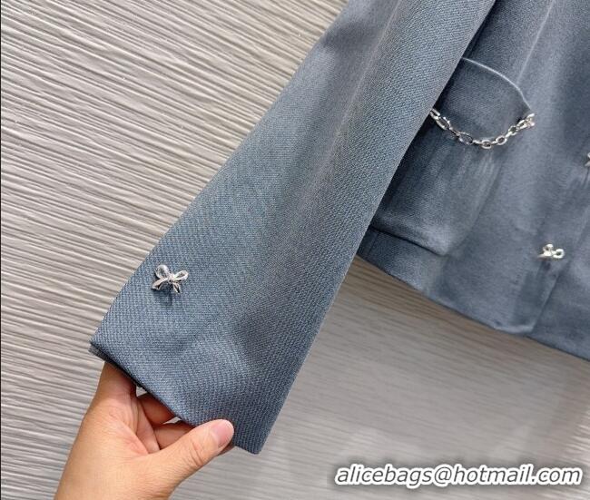 Famous Brand Dior Jacket and Skirt Set with Bow and Chain DR011302 Grey 2026