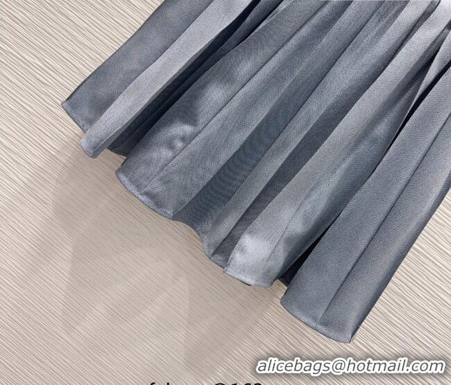 Famous Brand Dior Jacket and Skirt Set with Bow and Chain DR011302 Grey 2026