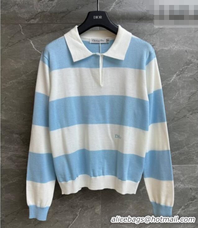Good Quality Dior Striped Polo Shirt DR011305 White/Blue 2026