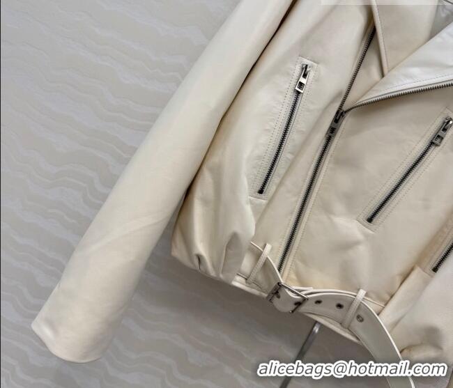 Luxury Cheap Loewe Sheepskin Leather Down Jacket LW011304 White 2026