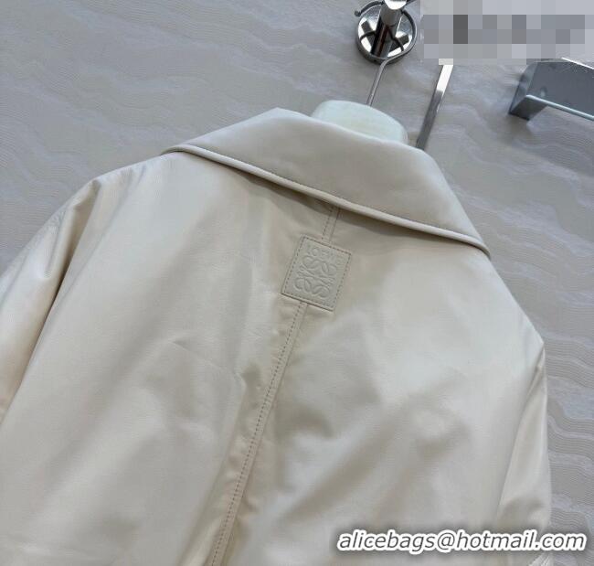 Luxury Cheap Loewe Sheepskin Leather Down Jacket LW011304 White 2026