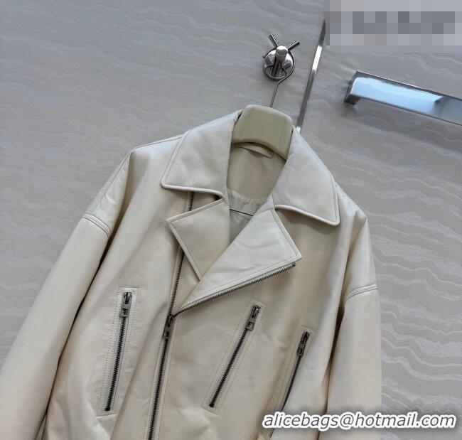 Luxury Cheap Loewe Sheepskin Leather Down Jacket LW011304 White 2026