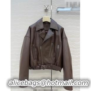 Best Price Loewe Sheepskin Leather Down Jacket LW011304 Brown 2026