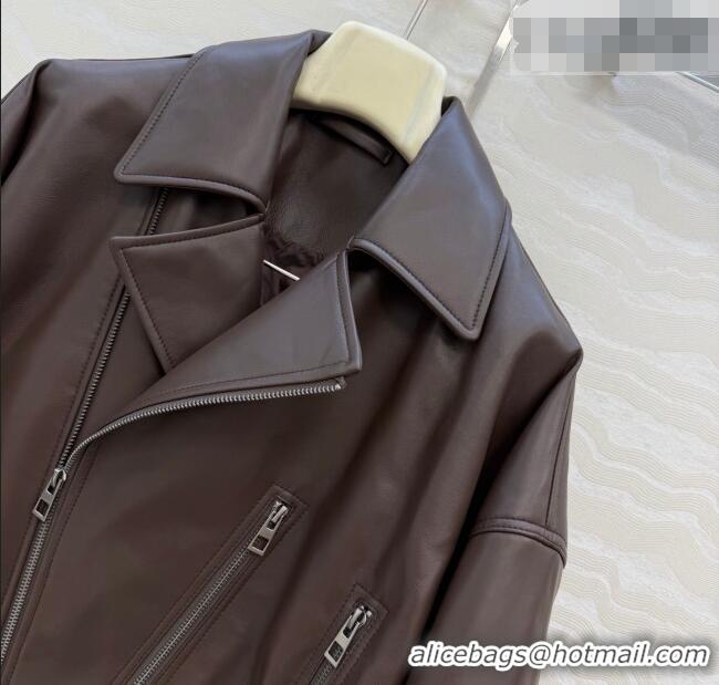 Best Price Loewe Sheepskin Leather Down Jacket LW011304 Brown 2026