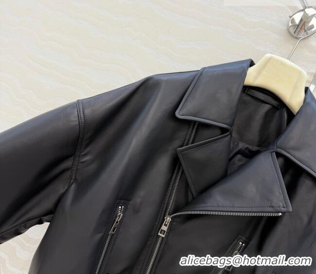 Top Grade Loewe Sheepskin Leather Down Jacket LW011304 Black 2026