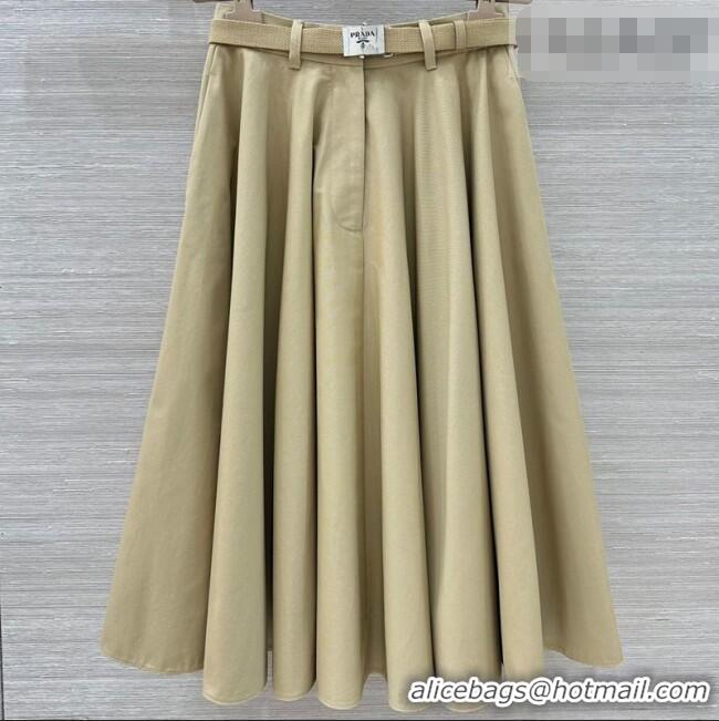 Luxury Cheap Prada Cotton Skirt PR011306 Beige 2026