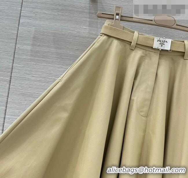 Luxury Cheap Prada Cotton Skirt PR011306 Beige 2026