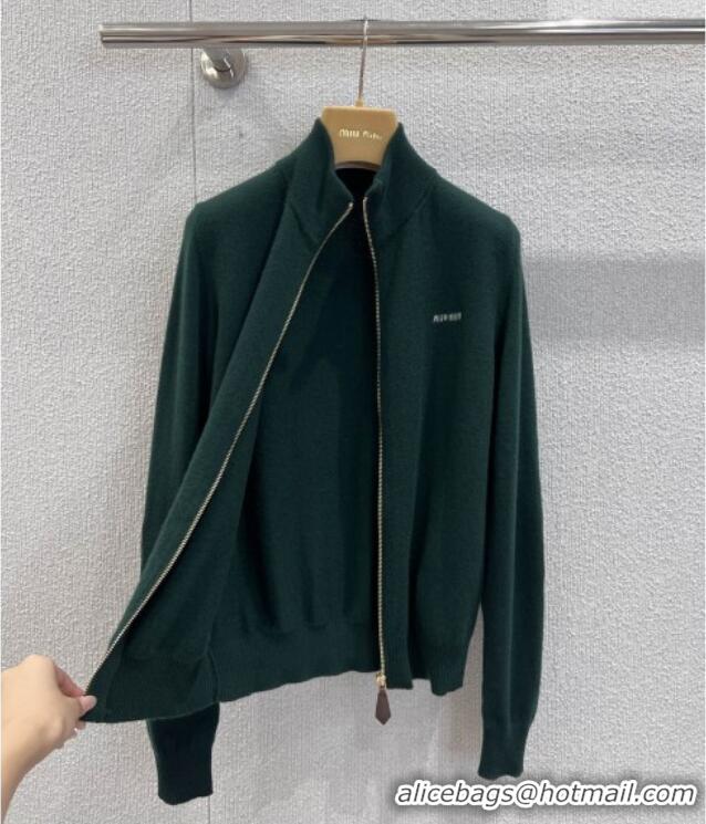 ​Promotional Miu Miu Cashmere Zipped Cardigan M011409 Green 2026