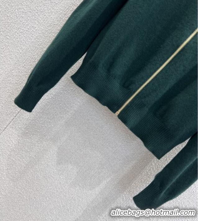 ​Promotional Miu Miu Cashmere Zipped Cardigan M011409 Green 2026