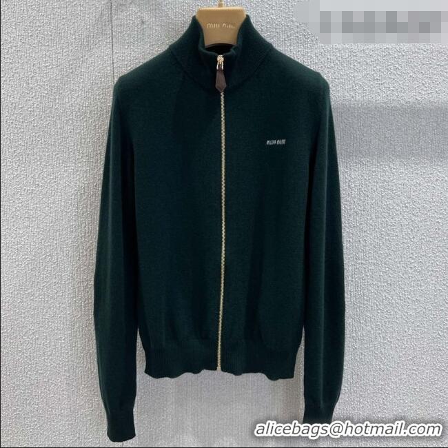 ​Promotional Miu Miu Cashmere Zipped Cardigan M011409 Green 2026