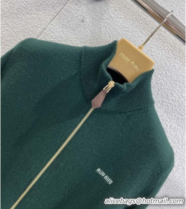 ​Promotional Miu Miu Cashmere Zipped Cardigan M011409 Green 2026