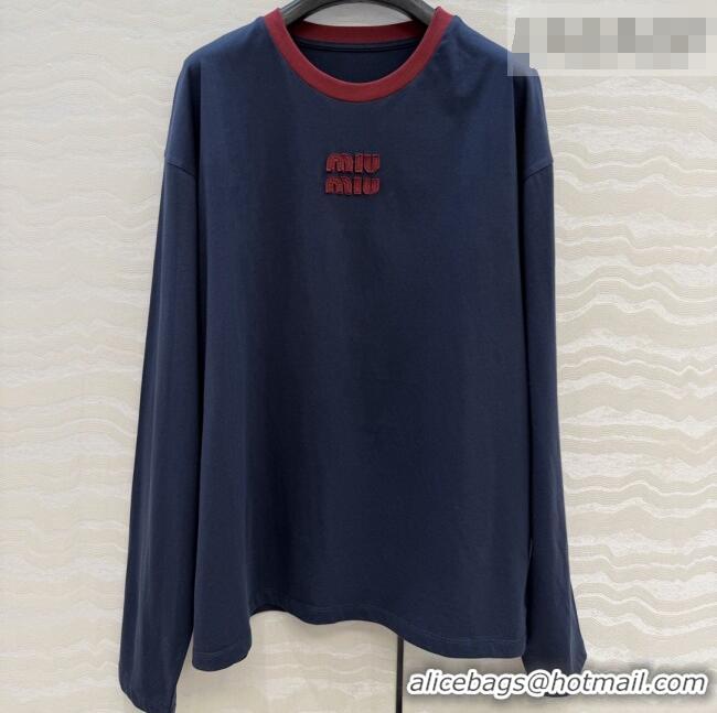 Super Quality Miu Miu Cotton T-shirt M011410 Blue 2026