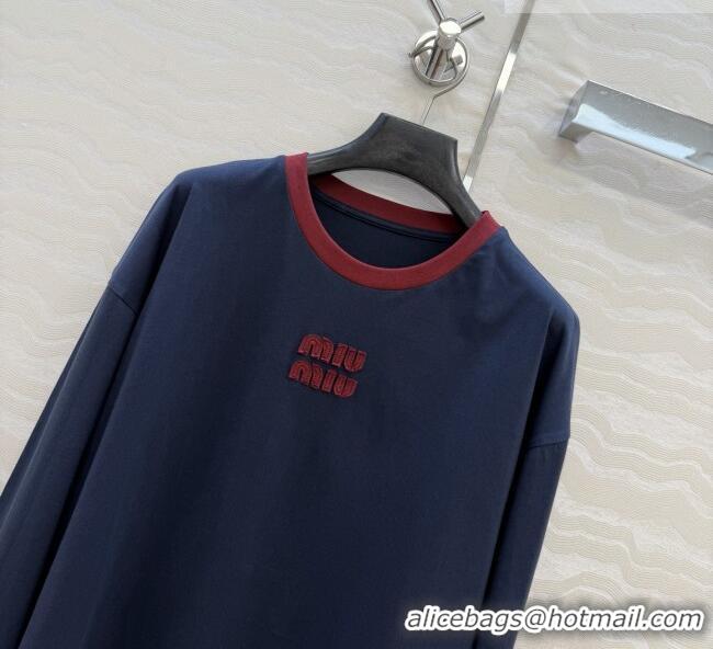 Super Quality Miu Miu Cotton T-shirt M011410 Blue 2026