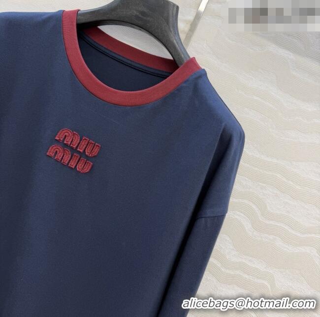 Super Quality Miu Miu Cotton T-shirt M011410 Blue 2026
