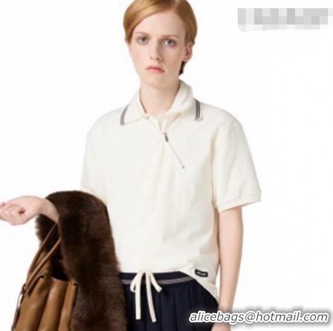 Best Price Miu Miu Cotton Polo T-shirt M011412 White 2026