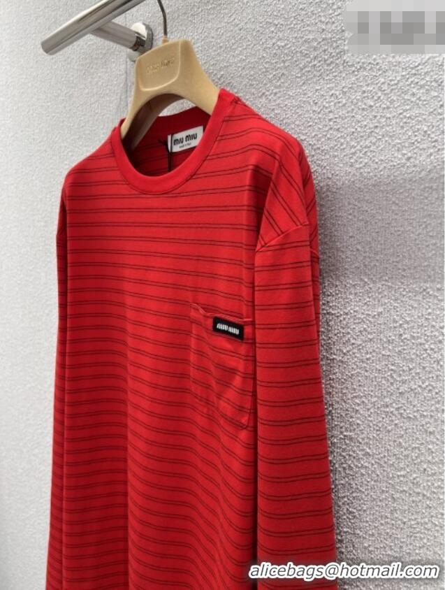 ​Top Quality Miu Miu Cotton Striped Shirt M011413 Red 2026