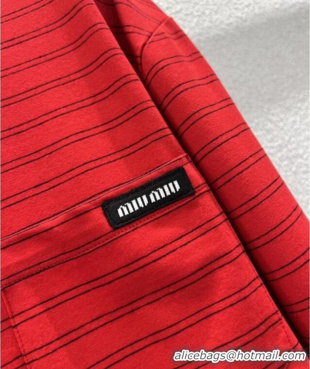 ​Top Quality Miu Miu Cotton Striped Shirt M011413 Red 2026