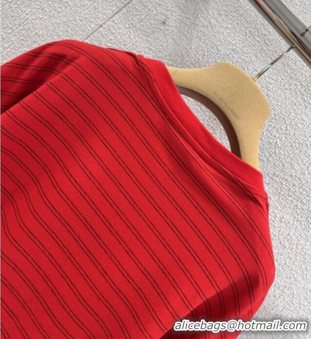 ​Top Quality Miu Miu Cotton Striped Shirt M011413 Red 2026