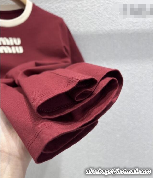 Top Design Miu Miu Cotton T-shirt M011414 Deep Red 2026