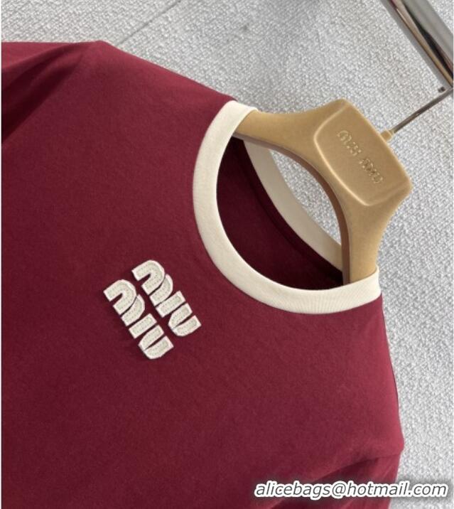 Top Design Miu Miu Cotton T-shirt M011414 Deep Red 2026